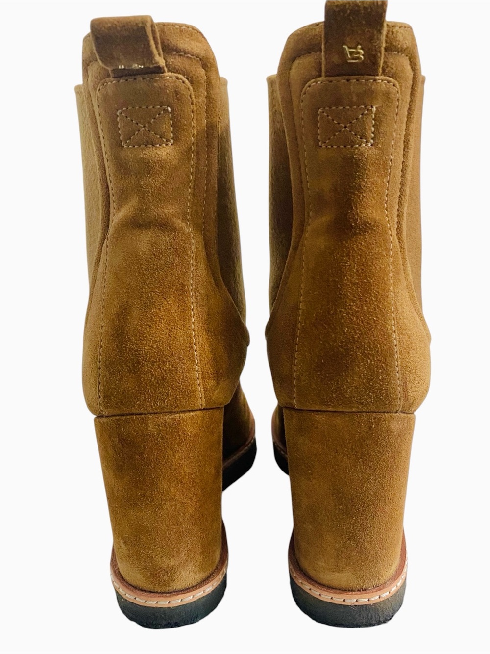 Veronica Beard Aari Wedge Heel Chelsea Boots Size 8 Brown Leather Suede - Picture 8 of 13